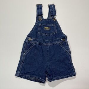 Vintage OshKosh B'gosh Shortalls Kids 4T Blue Denim Vestbak Made USA 90s